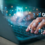 AI or Artificial intelligence concept. Businessman using computer use ai to generate a deposition summary for attorneys