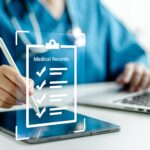medical doctor taking notes on a tablet device representing the different types of medical records